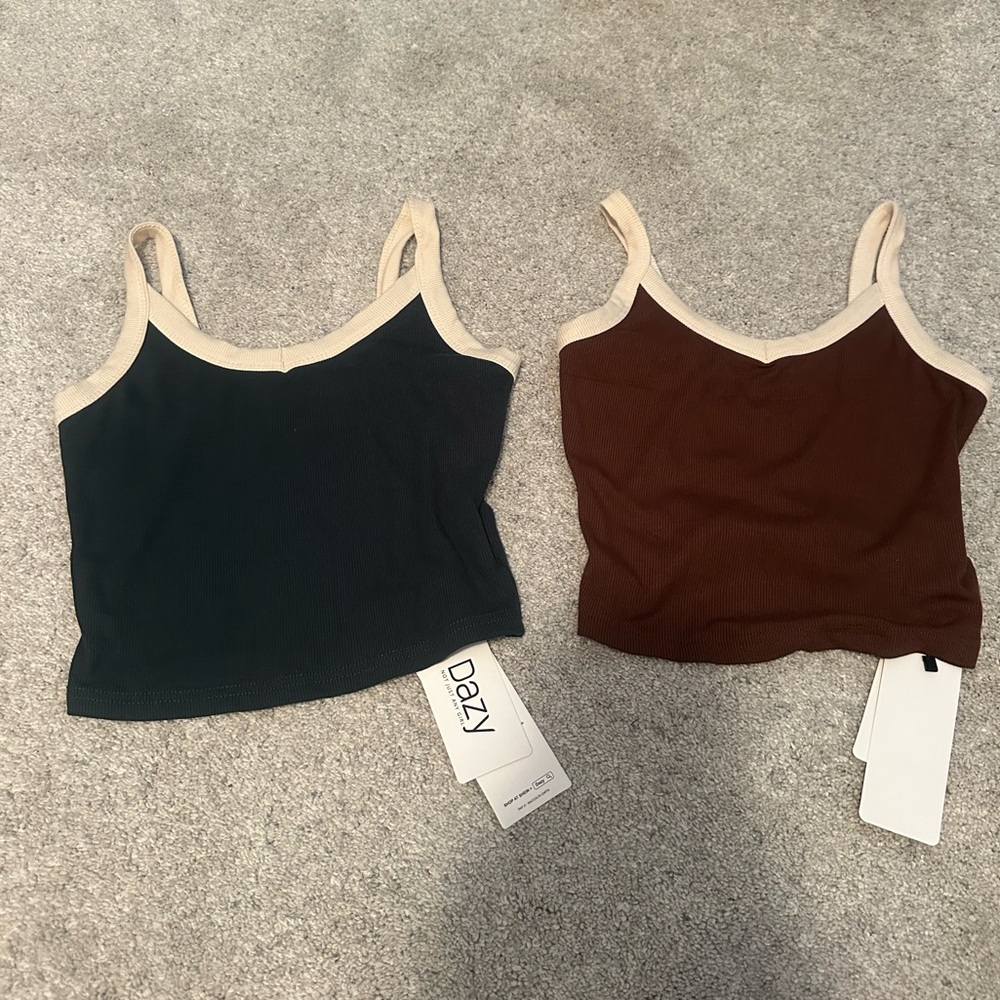 Set of 2 NWT tank tops fall colors brown and green size small